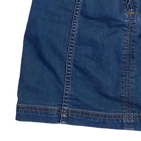 Free People Modern Femme Denim Stretch Mini Skirt Dark Blue Wash A-Line 2 FLAW - Picture 11 of 16